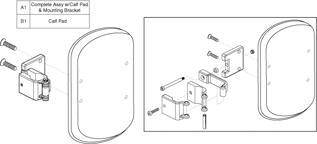 Quantum Q1103 Ultra - Foot Rigging - Calf Pads W/ Mounting Brackets - Calf Pad Assembly W/ 1 Hole Adjustment Bracket