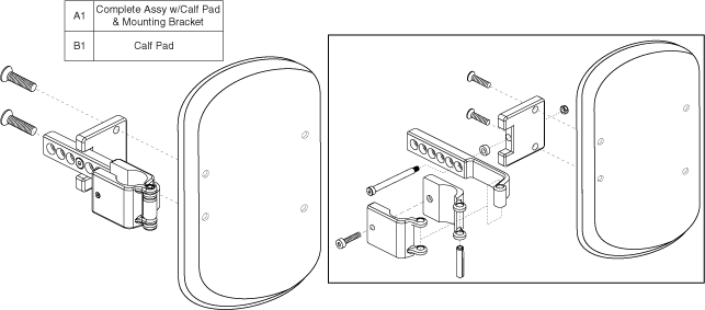 Quantum Q1103 Ultra - Foot Rigging - Calf Pads W/ Mounting Brackets - Calf Pad Assembly W/ 6 Hole Adjustment Bracket