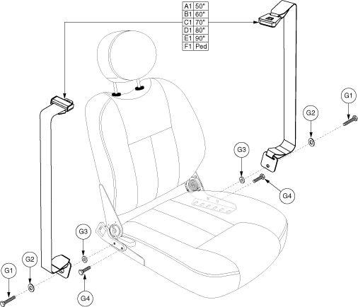 Quantum Q1103 Ultra - Accessory / Lap Belts / Tools - Lap Belts W/ Mounting Hardware - Limited Recline