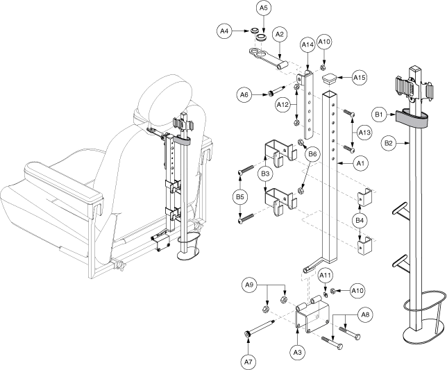 Quantum Q1103 Ultra - Accessory / Lap Belts / Tools - Accessory Options - Cane / Crutch Holder (Textured) - Limited Recline (Version 2)