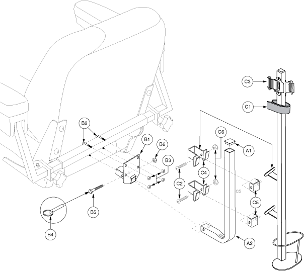 Quantum Q1103 Ultra - Accessory / Lap Belts / Tools - Accessory Options - Cane / Crutch Holder (Textured) - Pinchless Hinge