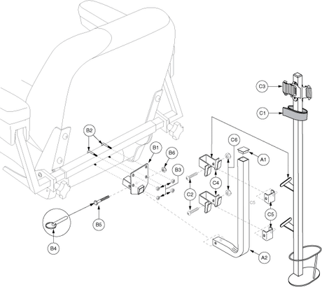 Quantum Q1103 Ultra - Accessory / Lap Belts / Tools - Accessory Options - Cane / Crutch Holder (Textured) - Pinchless Hinge