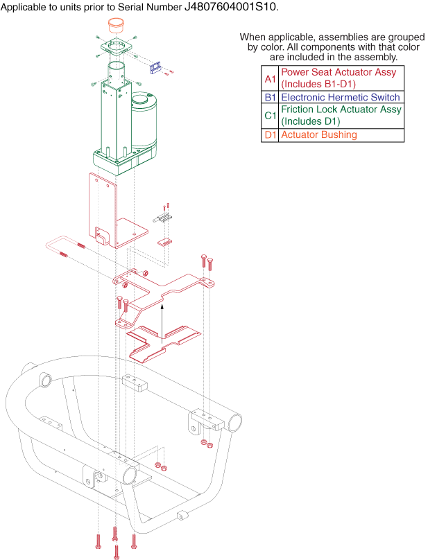 Quantum Q1103 Ultra - Actuators (Elevate) Jazzy - Power Elevate Actuator W/ Hermetic Switch