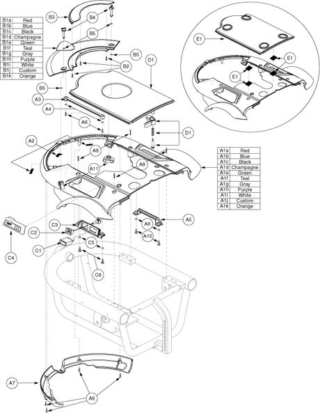Quantum Q1103 Ultra - Shroud Options - Shroud (On-Board Charger - Jazzy 1103ultra)