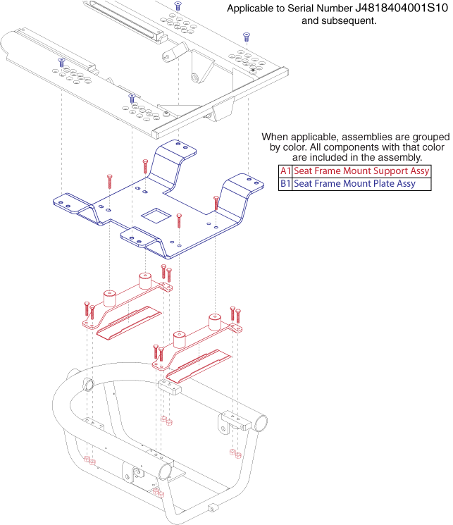 Quantum Q1103 Ultra - Towers / Seat Mount - Rehab - Seat Mount Support (Tilt Interface) Tru-Balance Power Seating / Positioning - Units Manufactured On Or After Serial Number J4818404001s10