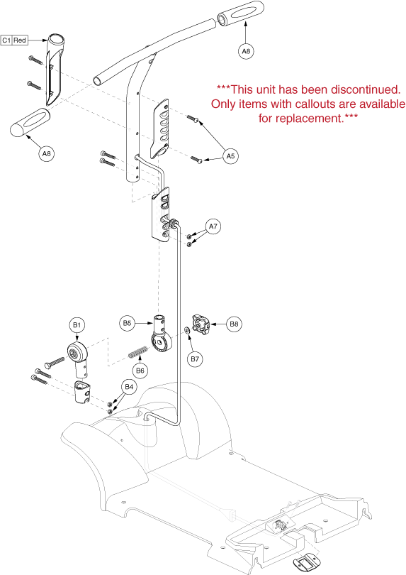 Go-Go Ultra 4-Wheel (SC44U) - Frame Assemblies - Tiller