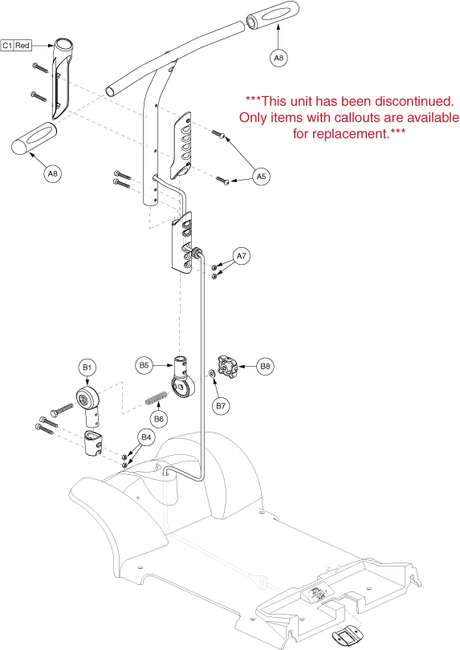 Go-Go Ultra 4-Wheel (SC44U) - Frame Assemblies - Tiller