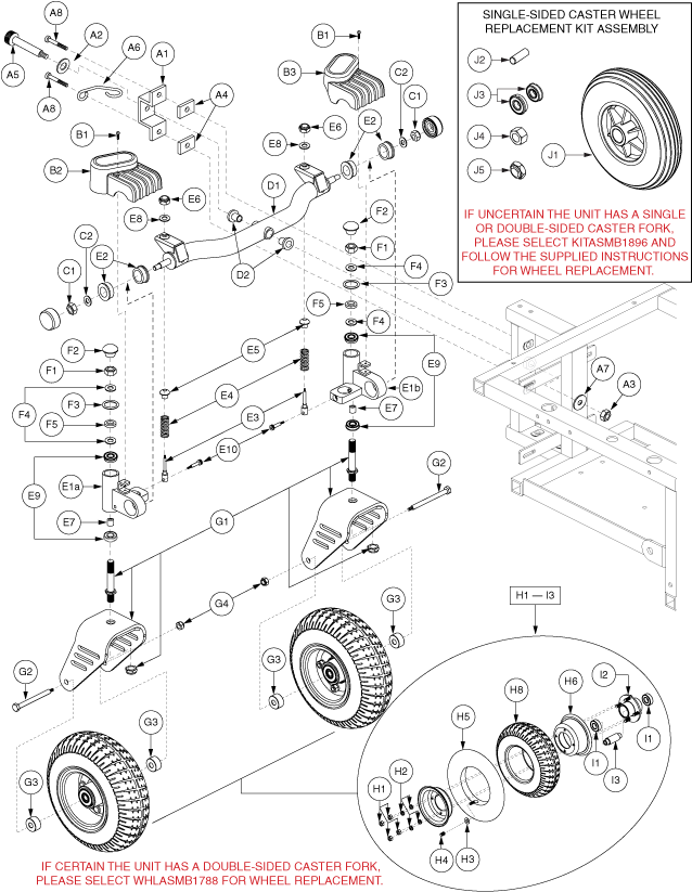 Quantum Q1420 - Articulating Beam / Casters - Pneumatic, Double Side Fork