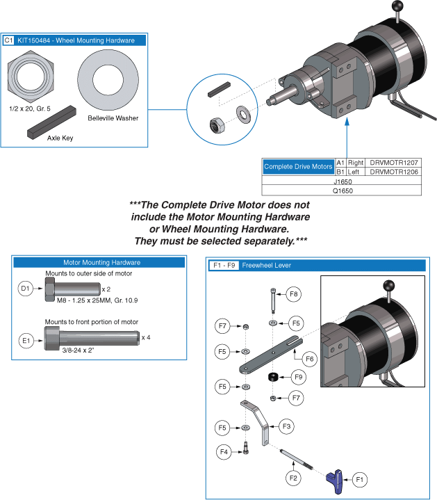 Quantum Q1650 - Motors / Freewheel - Remote Plus