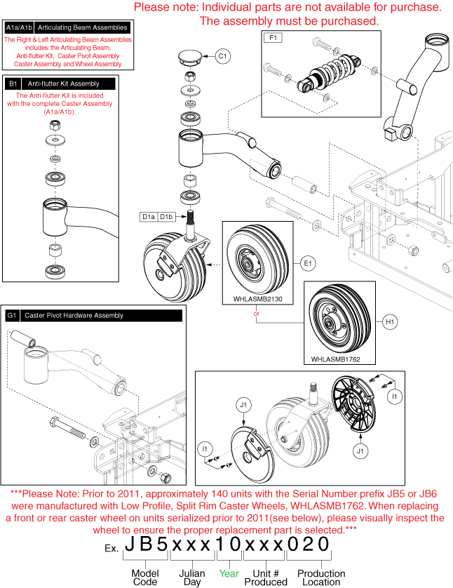 Quantum Q6 Edge - Articulating Beam / Wheels - Semi- Independent - 6 Inch Caster Wheel