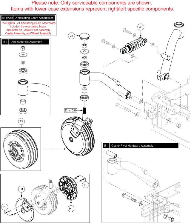 Quantum Q6 Edge - Articulating Beam / Wheels - Semi- Independent - 8 Inch Caster Wheel