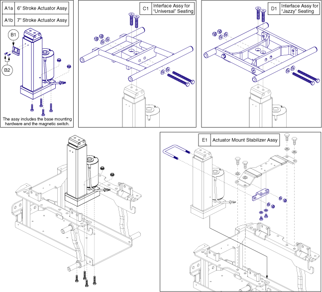 Quantum Q6 Edge - Seat Mounts / Interface - Actuator, Pwr. Elevating Seat - Actuator W/ Universal Seat Interface