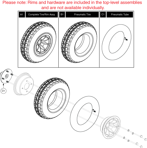 Quantum Q6 Edge - Drive Wheels - Pneumatic - Black Rim