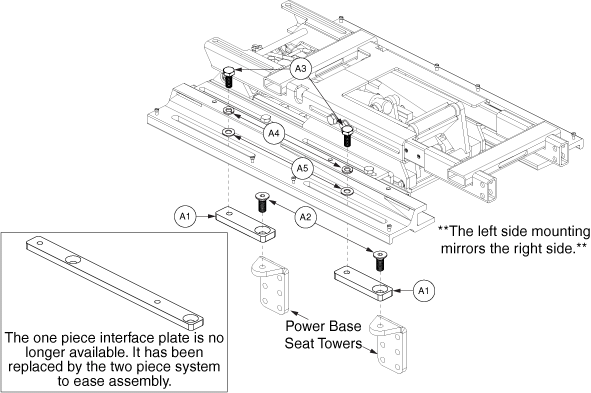 Quantum Q6 Edge - Seat Mounts / Interface - Tower Interface - Tru- Balance 3 Pwr. Positioning / Static Seat - Fixed Interface Plate W/ Hardware