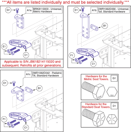 Quantum Q6 Edge - Seat Mounts / Interface - Tower Interface & Transit Loops