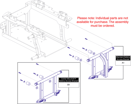 Quantum Q6 Edge 2.0 - Main Frame - Battery Access Brackets - Used W/ Power Seating
