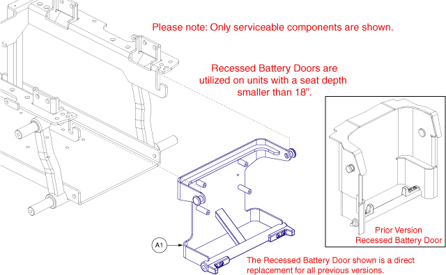 Quantum Q6 Edge 2.0 - Footrest Platform - Battery Access Bracket - Used W/ Recessed Door