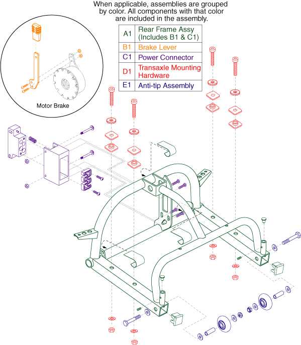 Go-Go Ultra X 4-Wheel (SC44X) - Frame Assemblies - Rear Frame