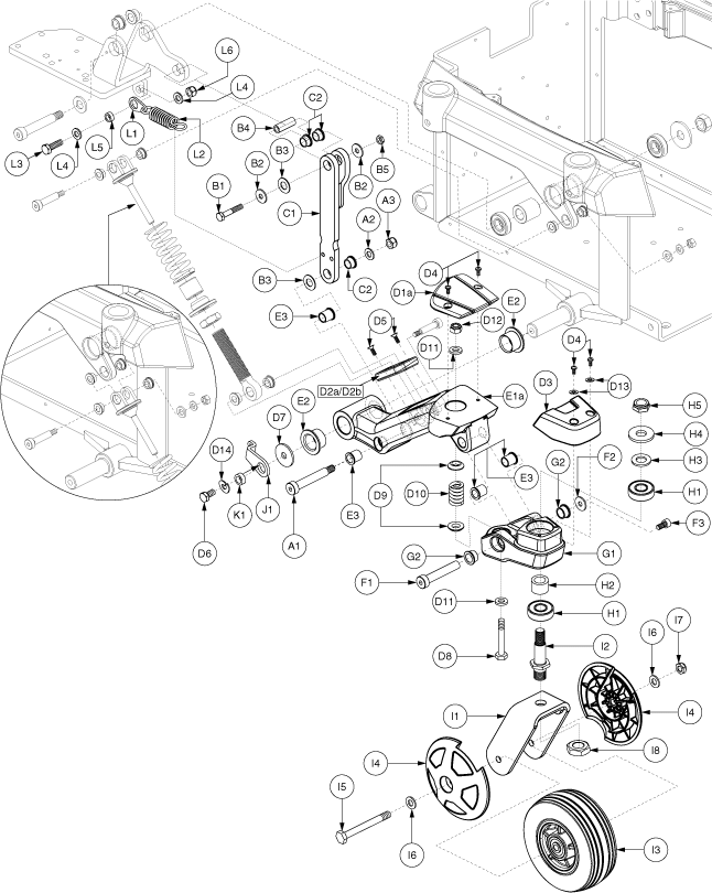 Quantum Q6000XL - Anti -Tip / Front Suspension - Anti -Tip - Used From Sn J8626207001s10 Through Sn J8619308001s10 - Black