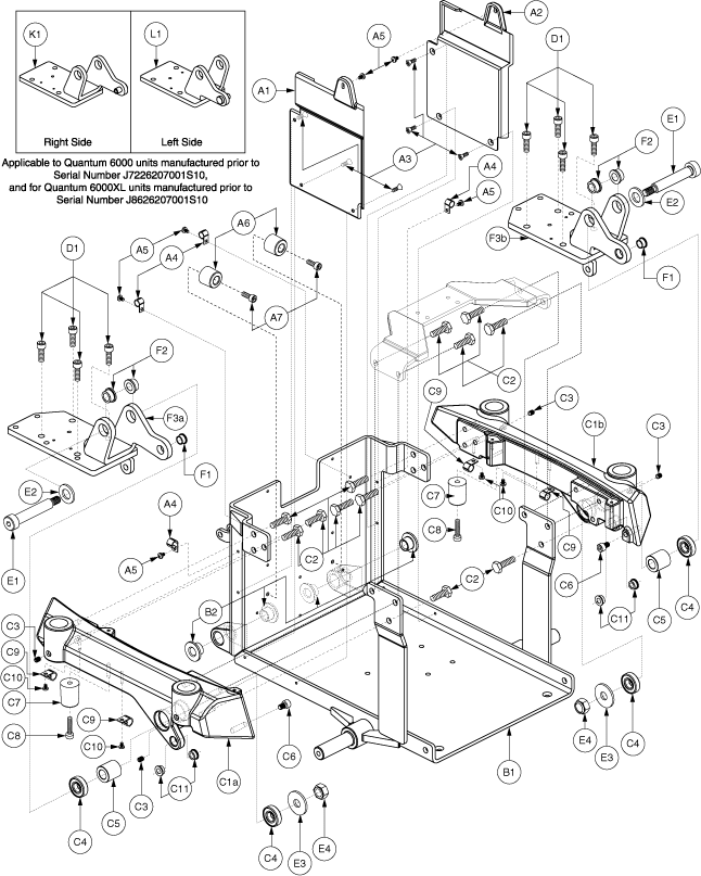 Quantum Q6000XL - Main Frame - Center & Side Frames - Used From Sn J8626207001s10 Through Sn J8619308001s10 - Silver