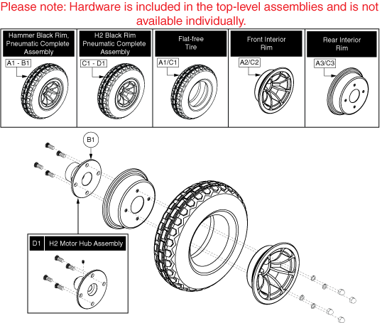 Quantum Q6000Z - Drive Wheels - Flat Free - 4 Spoke Hub