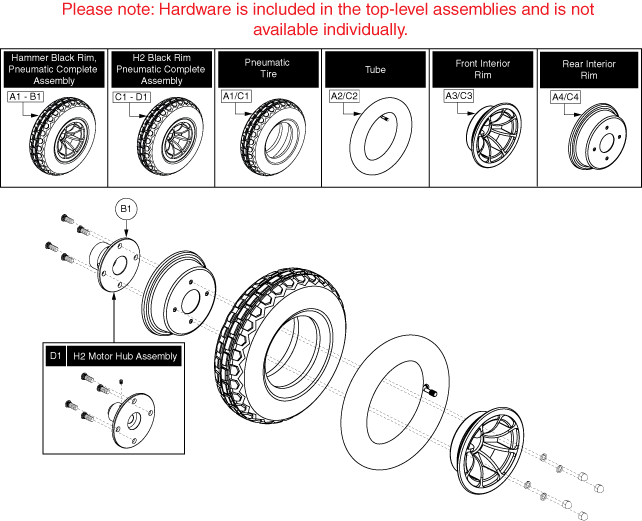 Quantum Q6000Z - Drive Wheels - Pneumatic - 4 Spoke Hub