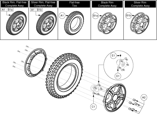 Quantum Q6000Z - Drive Wheels - Flat Free - 5 Spoke Hub