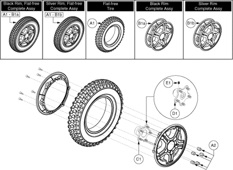 Quantum Q6000Z - Drive Wheels - Flat Free - 5 Spoke Hub