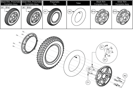 Quantum Q6000Z - Drive Wheels - Pneumatic - 5 Spoke Hub