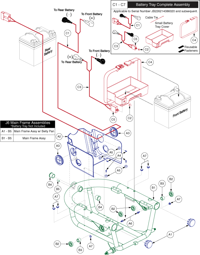 Pride J6 - Main Frame / Battery Tray - Main Frame W/ Pwr. Elevating Seat