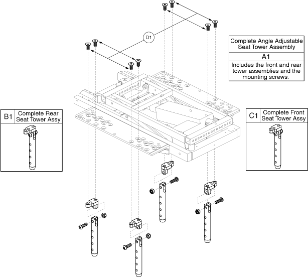 Quantum Q6000Z - Seat Mounts / Interface - Tru- Balance Pwr. Positioning System - Angle Adjustable - Used W/ Wings