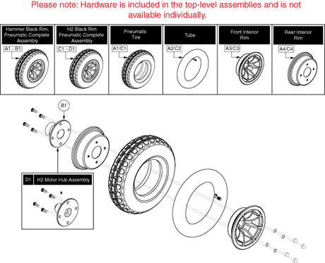 Quantum Q6000Z Pediatric - Drive Wheels - Pneumatic - 4 Spoke Hub