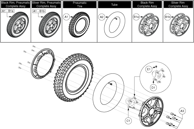 Quantum Q6000Z Pediatric - Drive Wheels - Pneumatic - 5 Spoke Hub