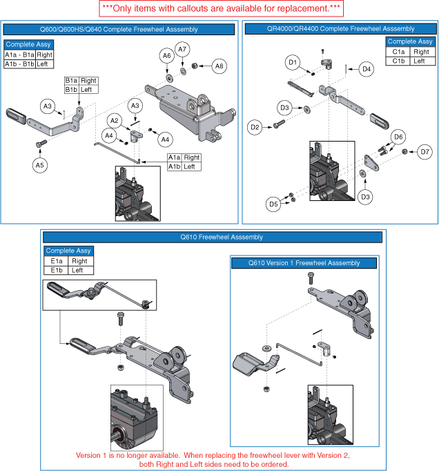 Quantum Q610 - Motors / Freewheel - Freewheel Levers