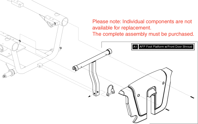 Quantum Q610 Pediatric - Footrest Platform - Battery Access Bracket, Used W/ A F P