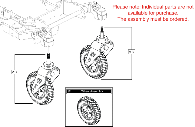 Quantum Rival - Caster Arms / Transit Loops - Caster Forks / Wheels - Flat Free - 8 Inch Caster Wheel