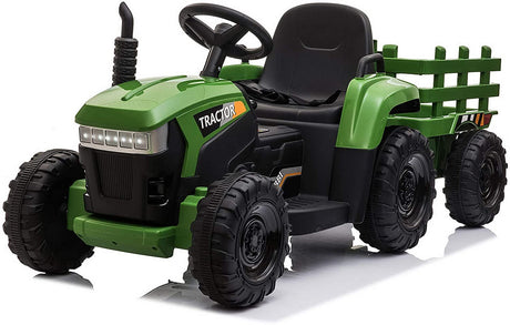 TOBBI 12v Battery-Powered Toy Tractor with Trailer