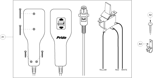 Pride Lift Chairs Specialty LC-835 (LC-805) - Electrical Components - Hand Controls - Standard - Used Prior To The 212 Of 2012, L8021212009f20