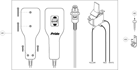 Pride Lift Chairs Specialty LC-835 (LC-805) - Electrical Components - Hand Controls - Standard - Used Prior To The 212 Of 2012, L8021212009f20