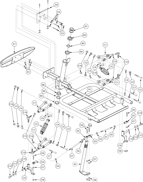 Pride Celebrity 2000 4-Wheel (SC4400) - Front Frame 4 Wheel - Metric Version