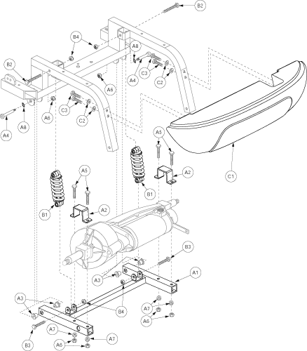 Pride Celebrity 2000 4-Wheel (SC4400) - Rear Frame - Metric Version - Trail Arm