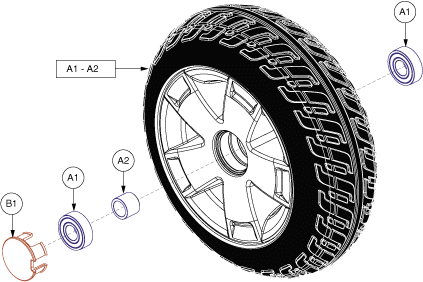 Pride Celebrity X (SC4401) - Wheel Assemblies - Front Solid - Black Tires