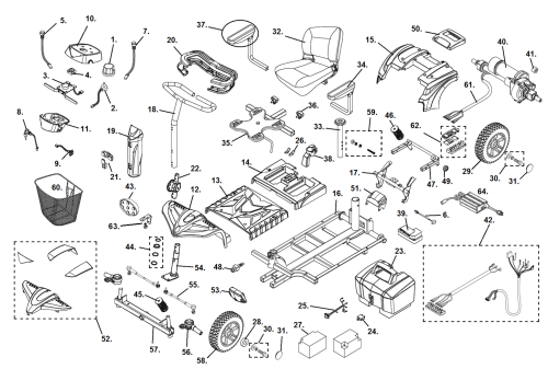 Drive Medical Spitfire DST 4-Wheel Parts Diagram