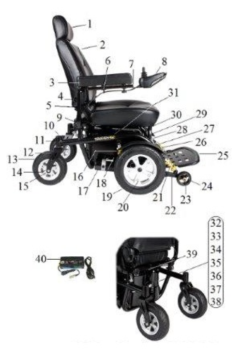 Drive Medical Trident HD Parts Diagram