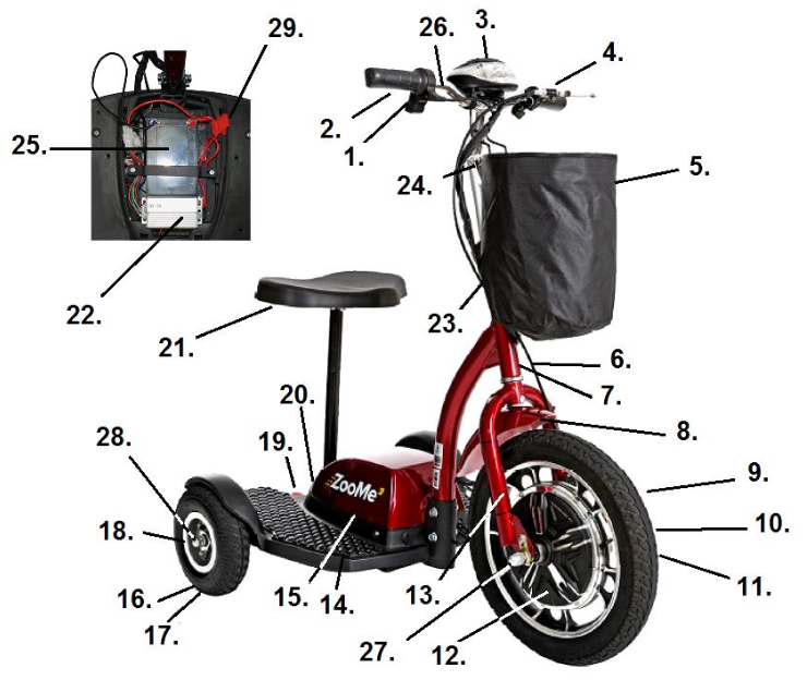 Drive Medical ZooMe 3 Parts Diagram