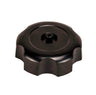 Fuel Cap for TaoTao ATVs, Dirt Bikes, & Go-Karts: A black plastic cap with a scalloped edge and center hole, featuring a screw for secure attachment.