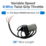 Razor Variable Speed 4-Wire Twist Grip Throttle for Razor MX650 Dirt Rocket, Versions 1-7