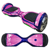 Decorative Decal Sticker Skins for 6.5 Self-Balancing Hoverboards. The image shows a hoverboard adorned with vibrant, floral-patterned sticker decals, providing a fresh, stylish look to the device.