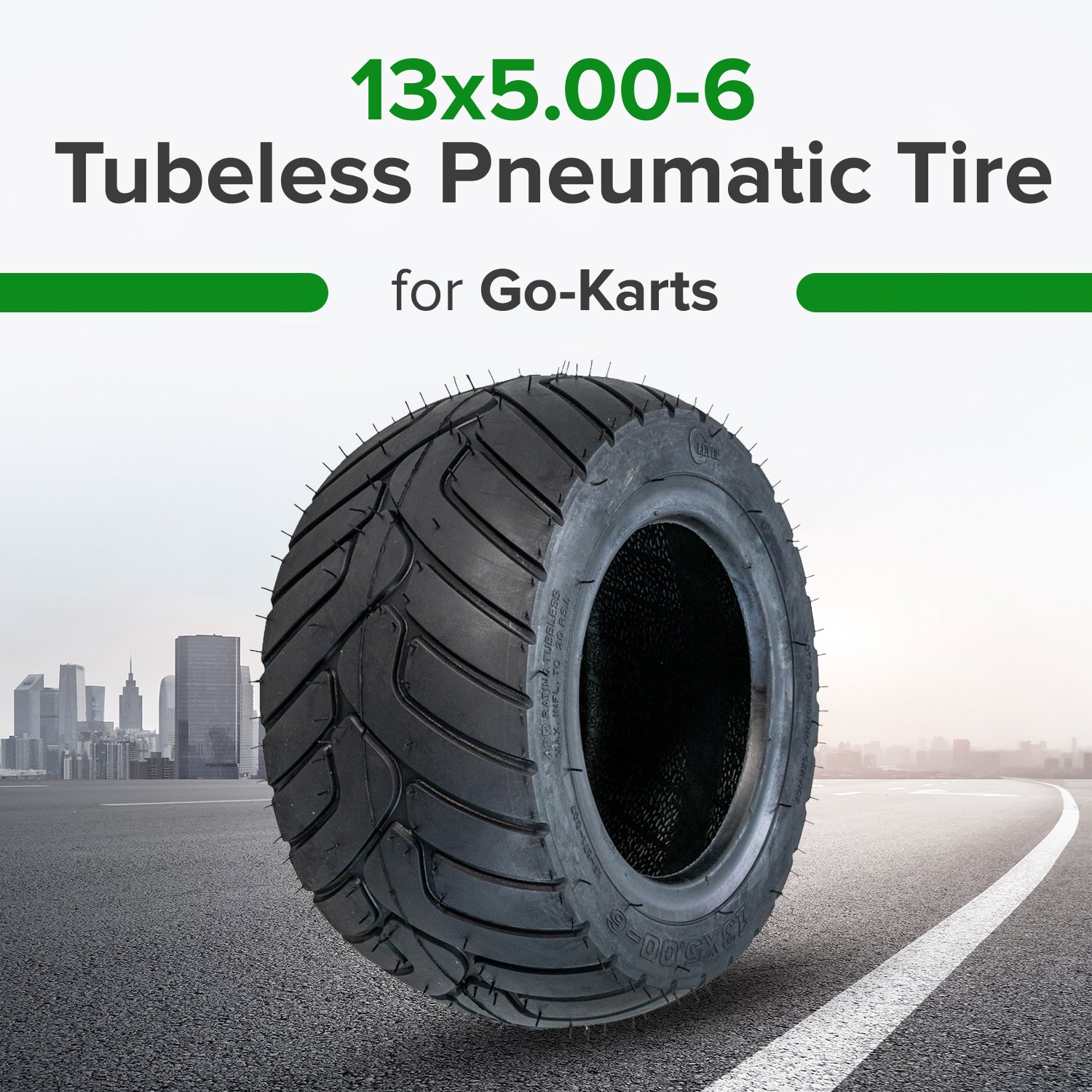 13x5.00-6 Tubeless Pneumatic Tire for the MotoTec Off Road 48V 1000W Go-Kart