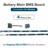 Battery Main BMS Board for Ninebot by Segway ES2 & ES4 Electric Scooters, highlighting a close-up of the blue circuit board and electronic components essential for battery regulation and monitoring.